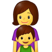 Como o emoji do Família: mulher e menino é exibido no Samsung.