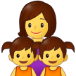 Como o emoji do Família: mulher, menina e menina é exibido no Samsung.