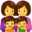 Come Famiglia: donna, donna, bambina e bambino emoji appare su Samsung.