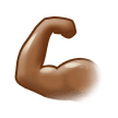 Jak wygląda emoji Napięty biceps: karnacja średnio ciemna w Samsung.