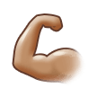 Jak wygląda emoji Napięty biceps: karnacja średnia w Samsung.