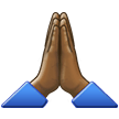 How Folded Hands: Medium-Dark Skin Tone emoji looks on Samsung.