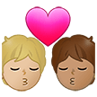 A quoi ressemblent les emoji Bisou : adulte, adulte, peau moyennement claire et peau légèrement mate sur Samsung.