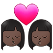 A quoi ressemblent les emoji Bisou : femme, femme et peau foncée sur Samsung.