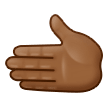 How Leftwards Hand: Medium-Dark Skin Tone emoji looks on Samsung.