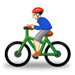 Cómo se ve el emoji Hombre en bicicleta: tono de piel claro en Samsung.