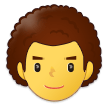 How Man: Curly Hair emoji looks on Samsung.