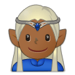 Como o emoji do Elfo homem: pele morena escura é exibido no Samsung.