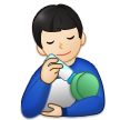 A quoi ressemblent les emoji Homme allaitant un bébé: peau claire sur Samsung.