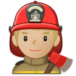 How Man Firefighter: Medium-Light Skin Tone emoji looks on Samsung.