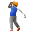 Cómo se ve el emoji Hombre jugando al golf: tono de piel oscuro en Samsung.