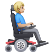 How Man in Motorized Wheelchair Facing Right: Medium-Light Skin Tone emoji looks on Samsung.