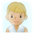 A quoi ressemblent les emoji Homme au hammam: peau moyennement claire sur Samsung.