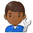 How Man Mechanic: Medium-Dark Skin Tone emoji looks on Samsung.