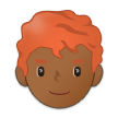 How Man: Medium-Dark Skin Tone, Red Hair emoji looks on Samsung.