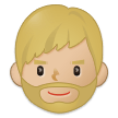 Hoe Man: lichtgetinte huidskleur, baard emoji eruit ziet op Samsung.