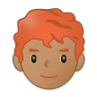 How Man: Medium Skin Tone, Red Hair emoji looks on Samsung.