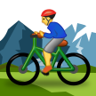 Hur Man som cyklar på en mountainbike emoji ser ut på Samsung.