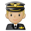 A quoi ressemblent les emoji Pilote homme: peau moyennement claire sur Samsung.