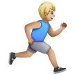 How Man Running Facing Right: Medium-Light Skin Tone emoji looks on Samsung.