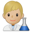 How Man Scientist: Medium-Light Skin Tone emoji looks on Samsung.