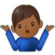 How Man Shrugging: Medium-Dark Skin Tone emoji looks on Samsung.