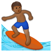 Wie Surfer: mitteldunkle Hautfarbe Emoji auf Samsung aussieht.