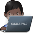 Bagaimana emoji Ahli teknologi lelaki: ton kulit gelap kelihatan di Samsung.