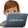 Bagaimana emoji Ahli teknologi lelaki: ton kulit sederhana kelihatan di Samsung.