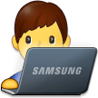 Bagaimana emoji Ahli teknologi lelaki kelihatan di Samsung.