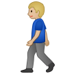 How Man Walking: Medium-Light Skin Tone emoji looks on Samsung.