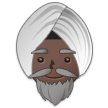 How Man Wearing Turban: Dark Skin Tone emoji looks on Samsung.