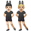 A quoi ressemblent les emoji Hommes avec des oreilles de lapin : peau claire et peau moyennement claire sur Samsung.