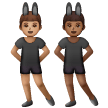 A quoi ressemblent les emoji Hommes avec des oreilles de lapin : peau légèrement mate et peau mate sur Samsung.