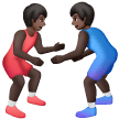 A quoi ressemblent les emoji Lutteurs : peau foncée sur Samsung.