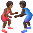 A quoi ressemblent les emoji Lutteurs : peau mate et peau foncée sur Samsung.