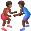 A quoi ressemblent les emoji Lutteurs : peau mate sur Samsung.