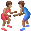 Samsung에서레슬링하는 남자: 갈색 피부그림 이모티콘이 어떻게 보이는지.