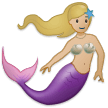 A quoi ressemblent les emoji Sirène: peau moyennement claire sur Samsung.