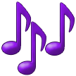 Bagaimana Not-not musik emoji terlihat di Samsung.