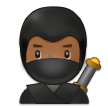 Hoe Ninja: donkergetinte huidskleur emoji eruit ziet op Samsung.