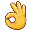 Cómo se ve el emoji Señal de aprobación con la mano en Samsung.