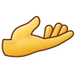 Como o emoji do Mão com a palma para cima é exibido no Samsung.