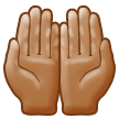 Come Mani unite in alto: carnagione olivastra emoji appare su Samsung.