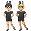 A quoi ressemblent les emoji Personnes avec des oreilles de lapin : peau claire et peau moyennement claire sur Samsung.