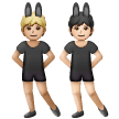 A quoi ressemblent les emoji Personnes avec des oreilles de lapin : peau moyennement claire et peau claire sur Samsung.