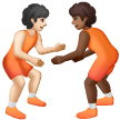 A quoi ressemblent les emoji Personnes faisant de la lutte : peau claire et peau mate sur Samsung.
