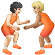 A quoi ressemblent les emoji Personnes faisant de la lutte : peau claire et peau moyennement claire sur Samsung.