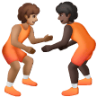 A quoi ressemblent les emoji Personnes faisant de la lutte : peau légèrement mate et peau foncée sur Samsung.