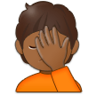 How Person Facepalming: Medium-Dark Skin Tone emoji looks on Samsung.